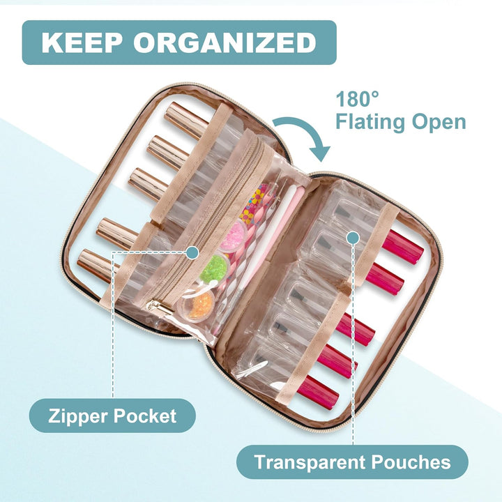 Yarwo Nagellack Organizer Tasche für 12 Flaschen, Kleine Nagellack Aufbewahrung mit Sichtfenster, Tr