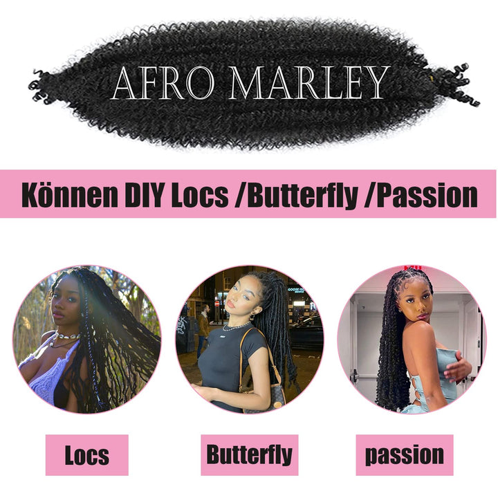LPARMJIT Springy Afro Twist Haar 16 Zoll 8 Packungen Vorgetrennte Kinky Marley Twist Flechten Haar F