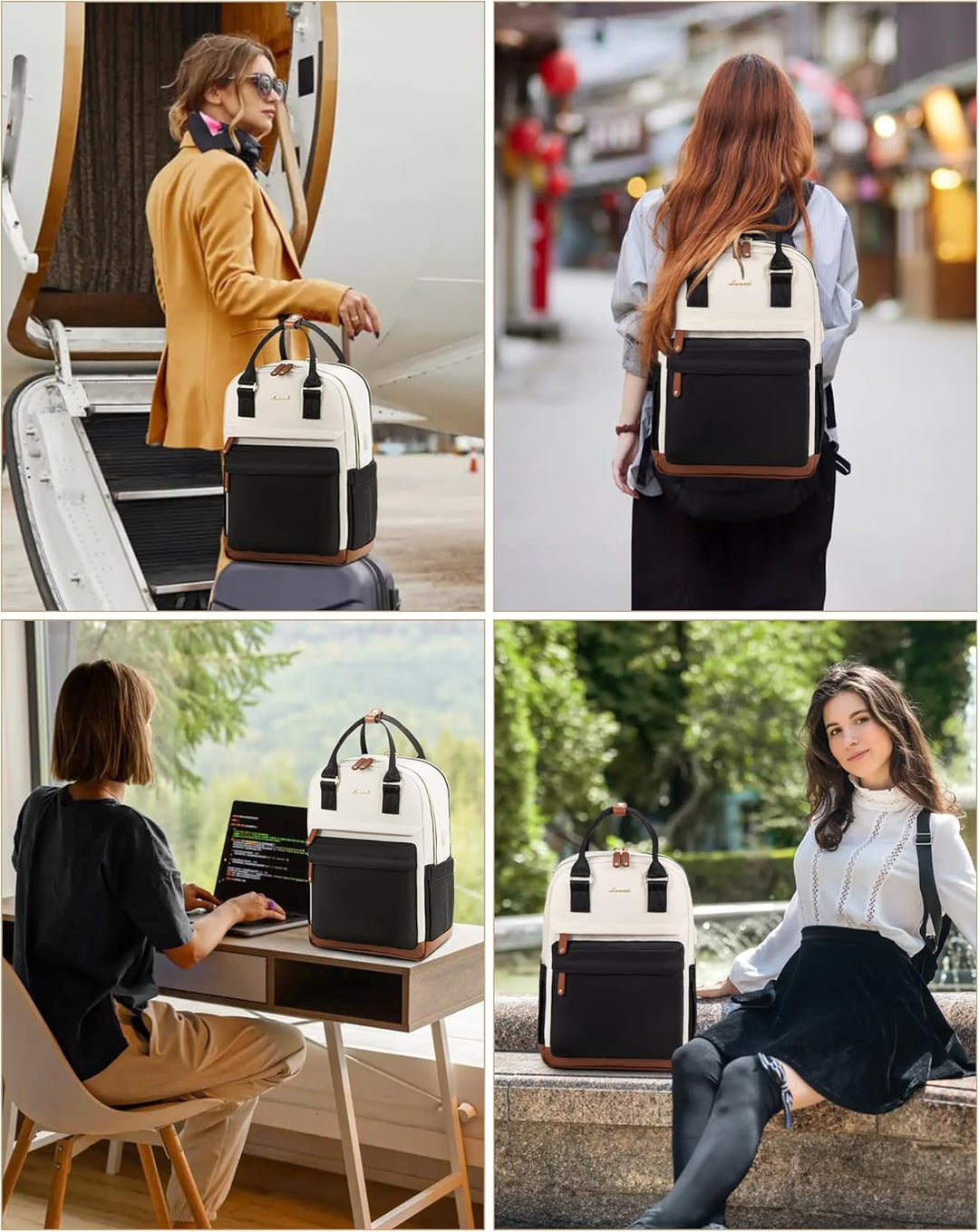 LOVEVOOK Rucksack Damen, 15,6 Zoll Laptop Schulrucksack Reiserucksack Wasserdicht Arbeitstasche Back