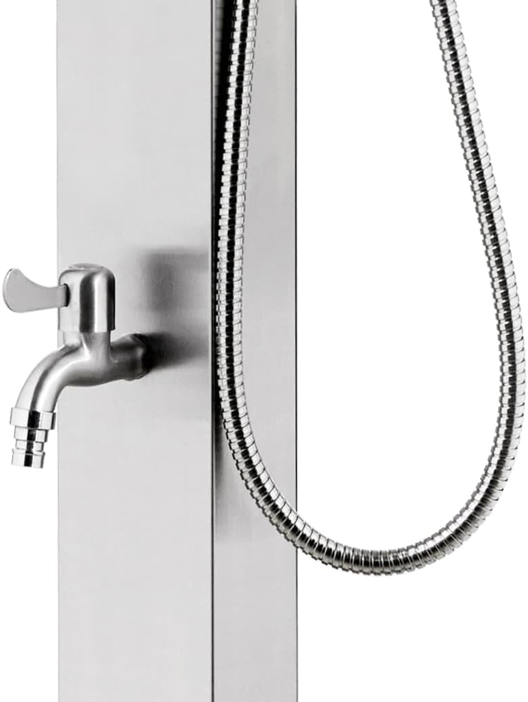 vidaXL Gartendusche mit Grauer Bodenplatte Pooldusche Aussendusche Camping Pool Aussen Dusche Campin