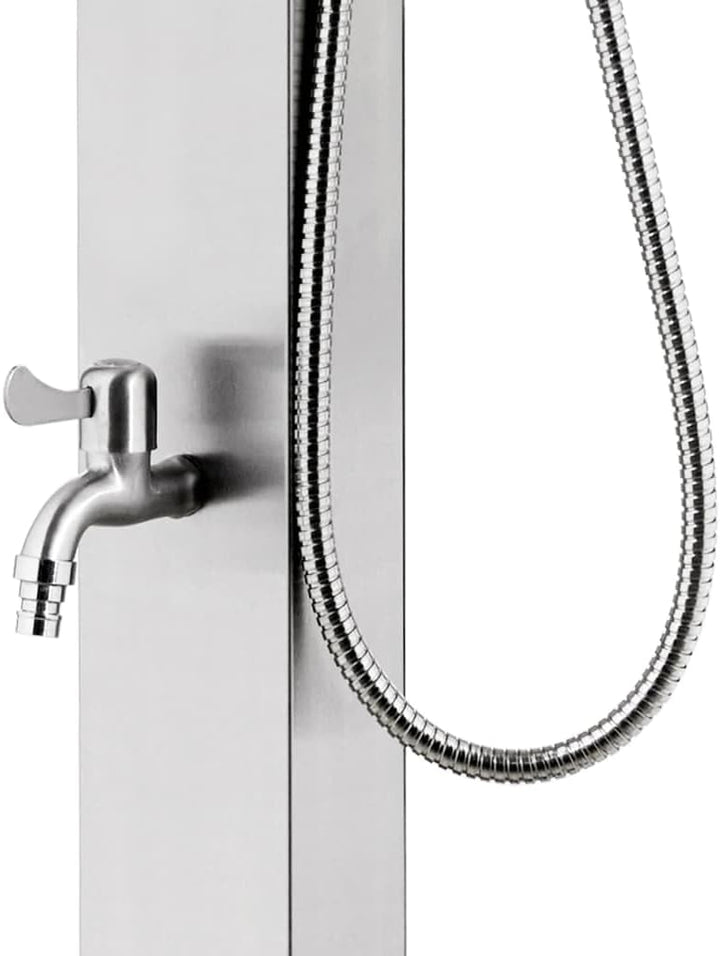 vidaXL Gartendusche mit Grauer Bodenplatte Pooldusche Aussendusche Camping Pool Aussen Dusche Campin
