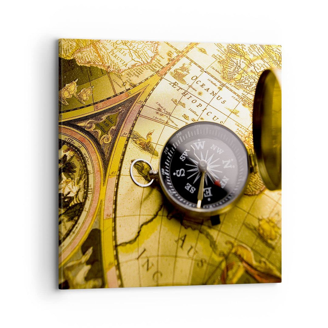 Bilder auf Leinwand 70x70cm Leinwandbild Abstrakt kommunikation kompass erde Gross Wanddeko Bild Sch