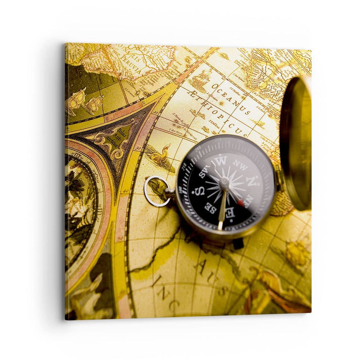 Bilder auf Leinwand 70x70cm Leinwandbild Abstrakt kommunikation kompass erde Gross Wanddeko Bild Sch