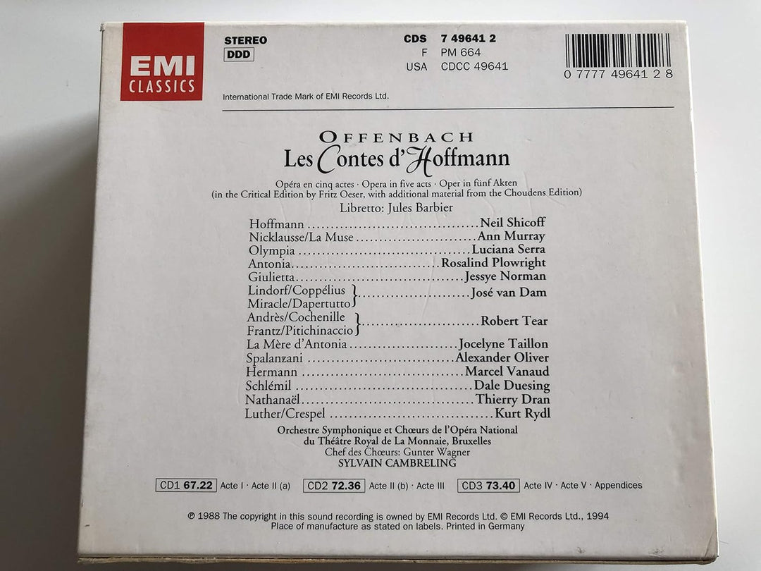 Offenbach: Les Contes d' Hoffmann (Gesamtaufnahme) (franz.), Audio-CD