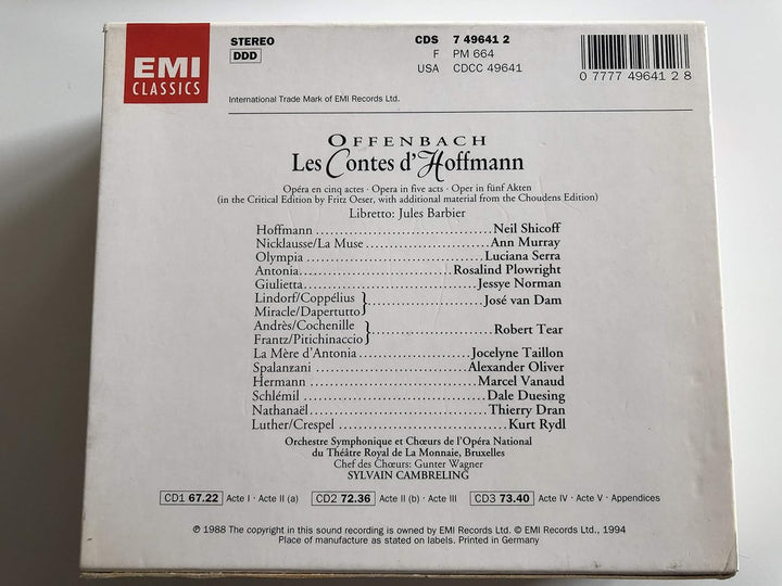 Offenbach: Les Contes d' Hoffmann (Gesamtaufnahme) (franz.), Audio-CD
