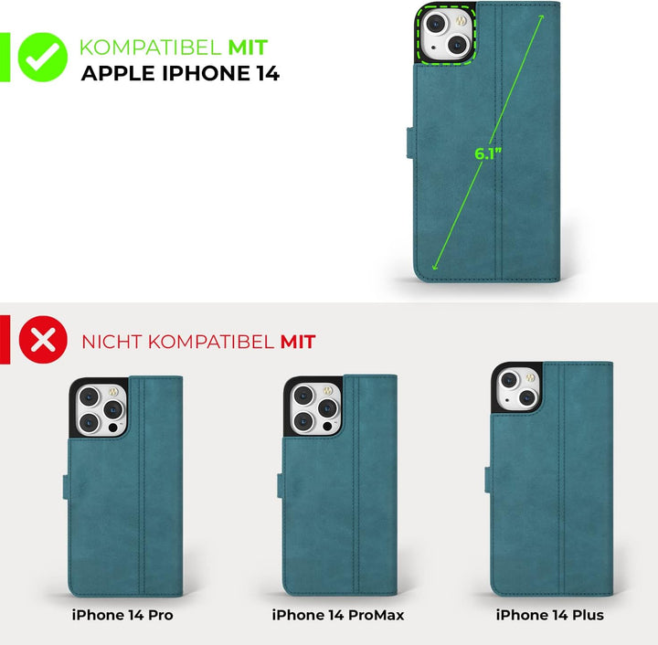 Snakehive Lederhülle für iPhone 14 | Stylische Handyhülle mit Kartenhalter & Standfuss | Handyhülle