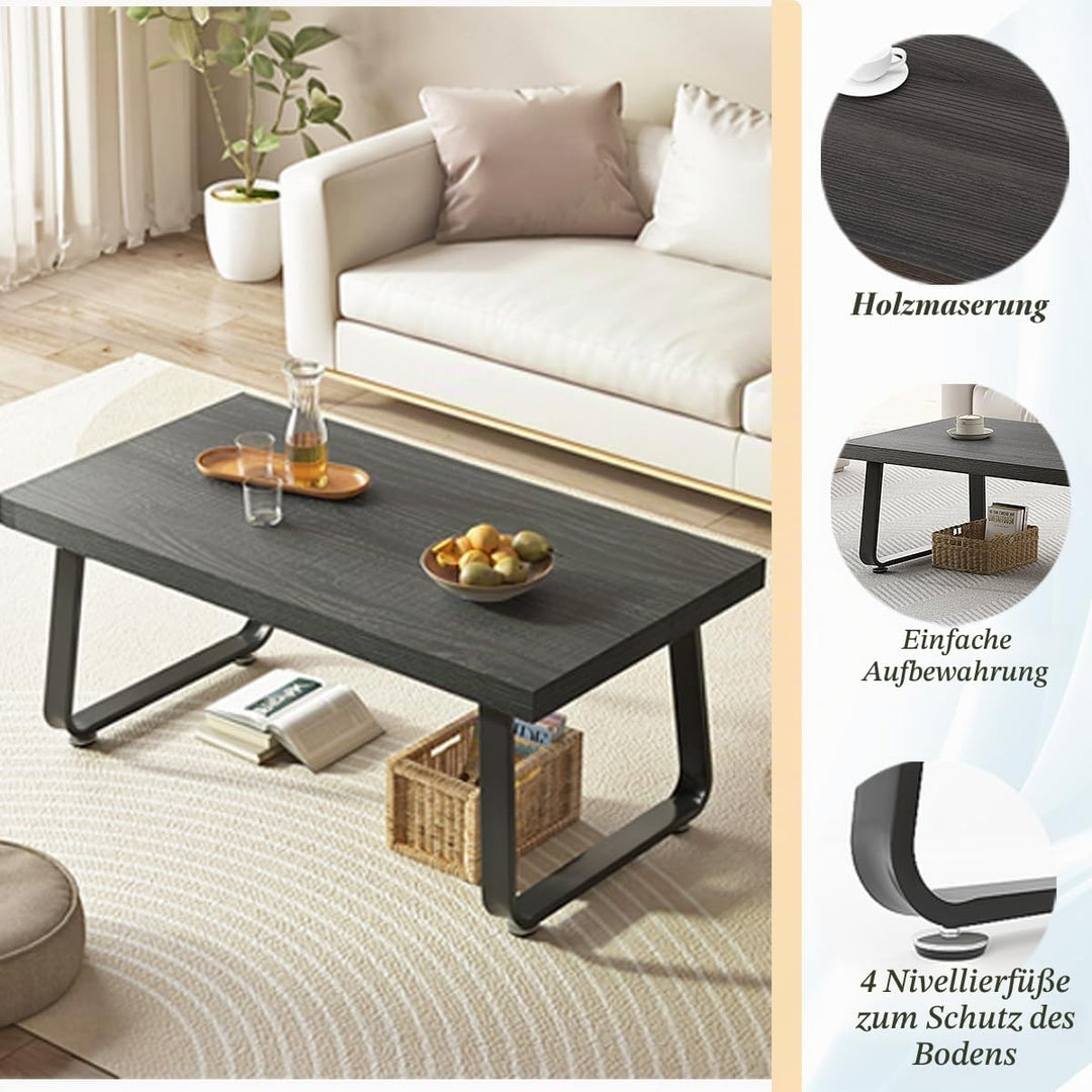 HSH Couchtisch Wohnzimmertisch aus Holz Metallgestell Kaffeetisch Sofatisch Teetisch Beistelltisch f