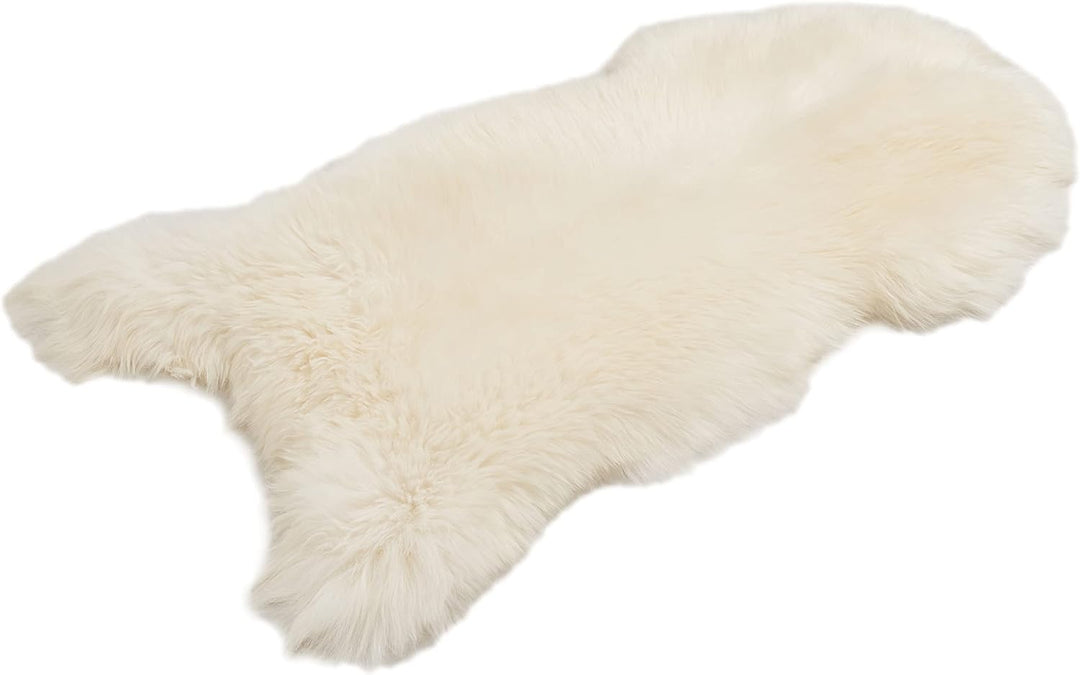Cakla Lammfell Echt 100-110 cm - Schaffell Echt Gross - Fellteppich Weiss - Weich und Flauschig - Fe