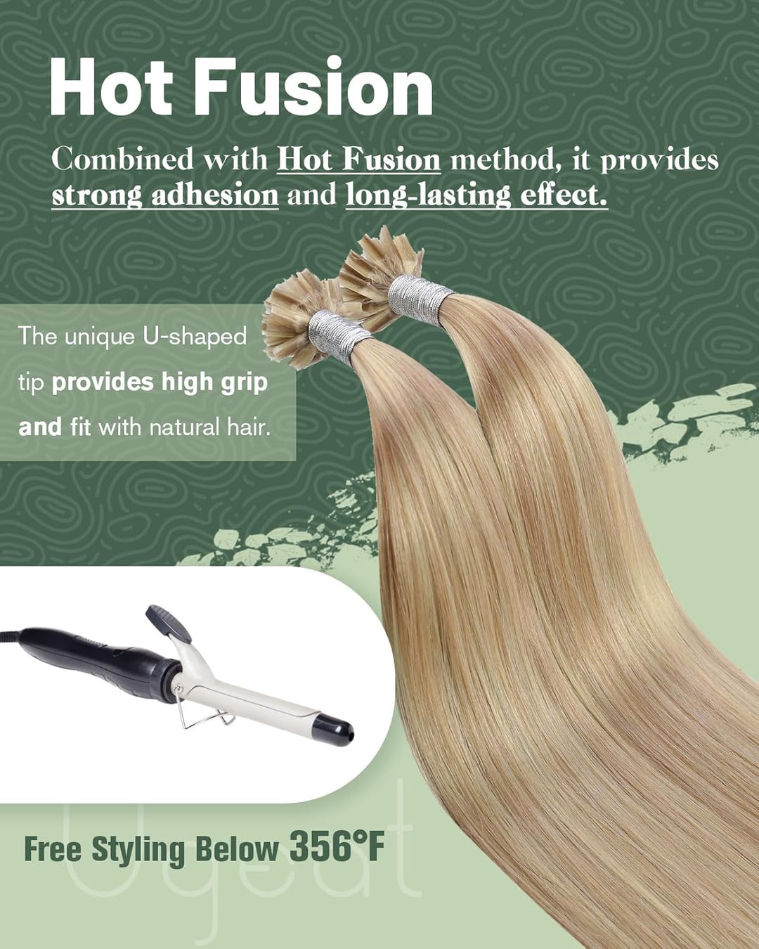 Ugeat Keratin Bonding Extensions Echthaar Blond Highlight Echthaar Extensions U Tip Goldblond mit He