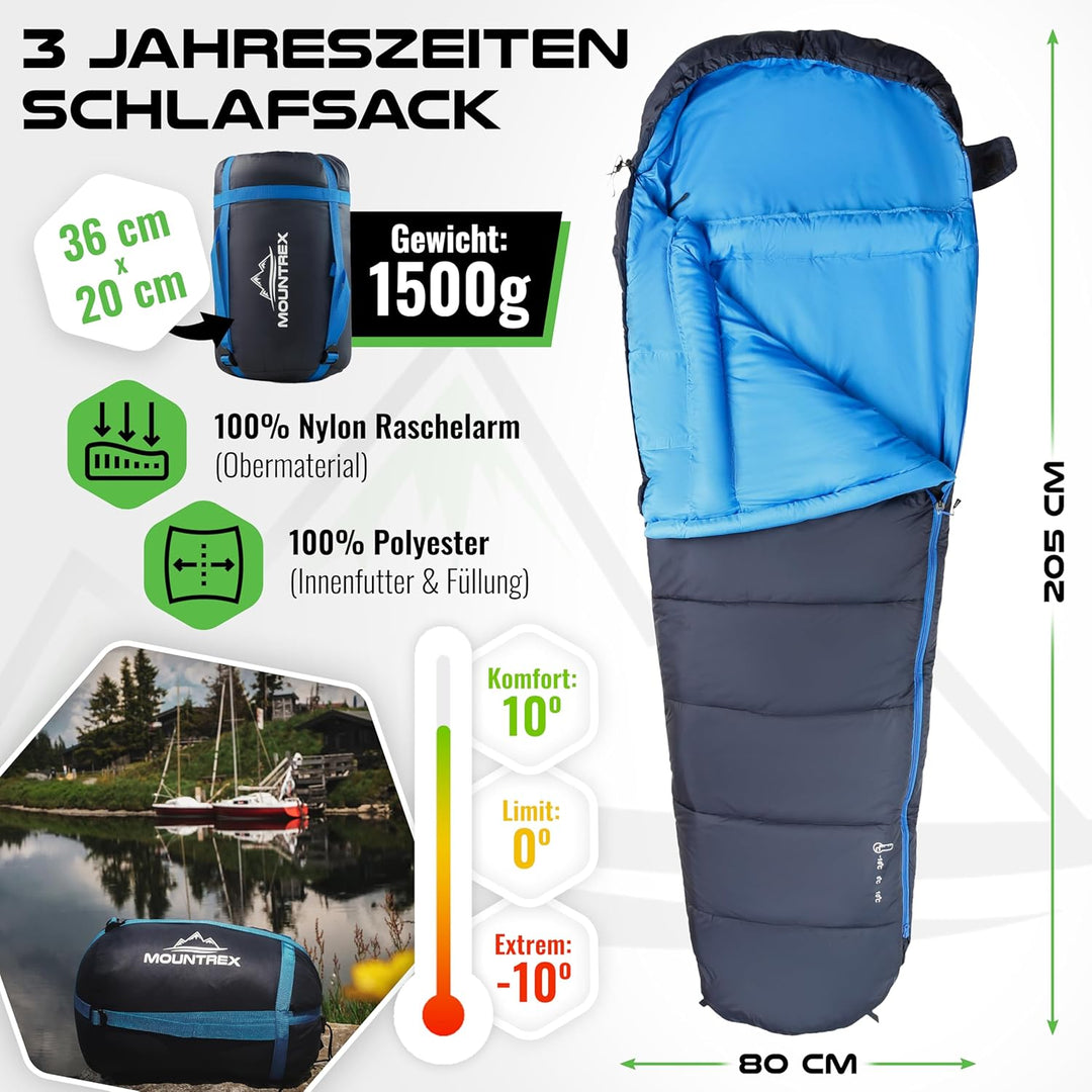 Schlafsack - Kleines Packmass & Ultraleicht (760g/1500g) - Outdoor Sommerschlafsack (100GSM) / 3-4 J
