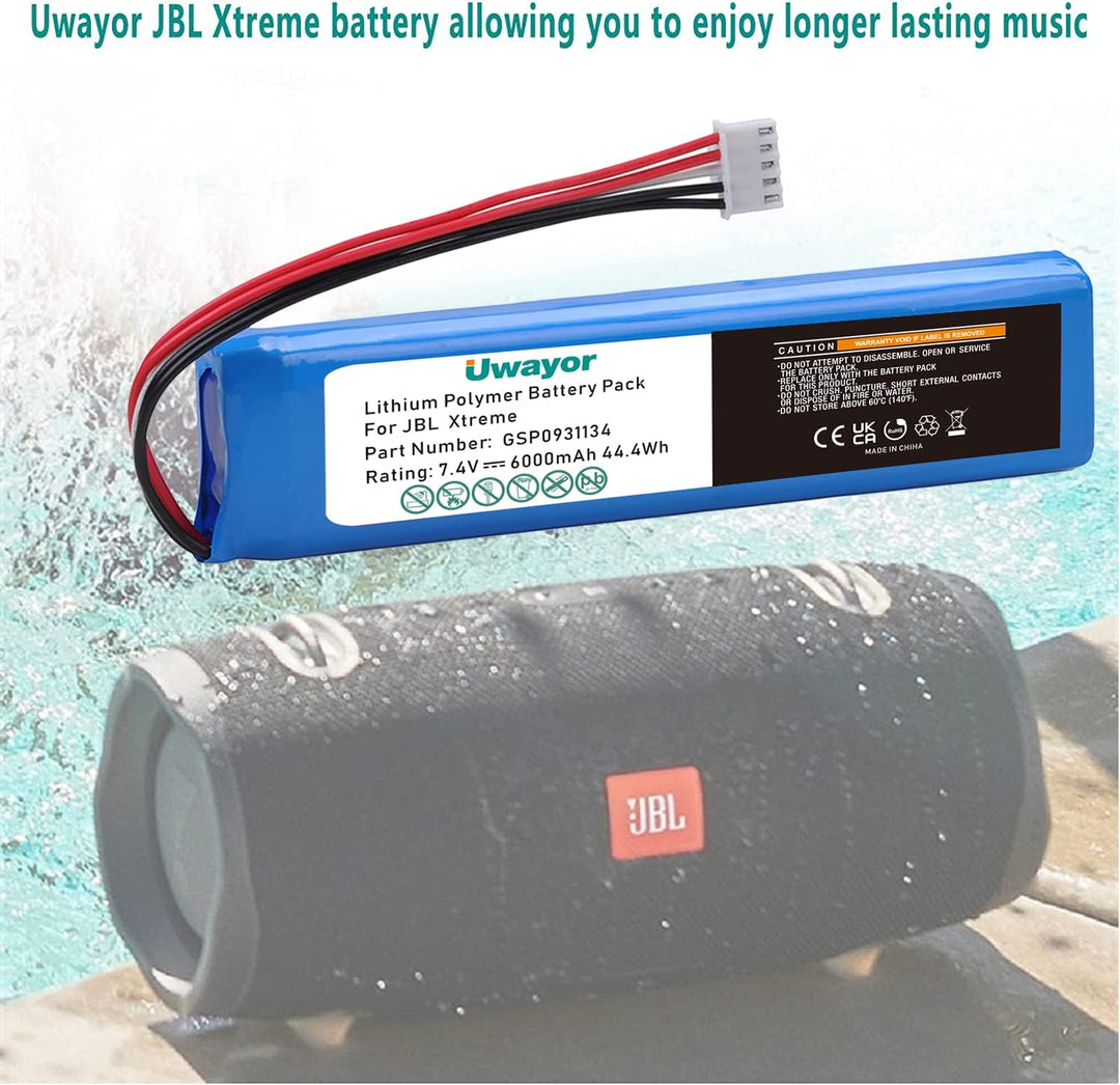 6000mAh Ersatzakku für JBL Xtreme Bluetooth-Lautsprecher, Extreme Teilenummer GSP0931134, 7,4V JBL X