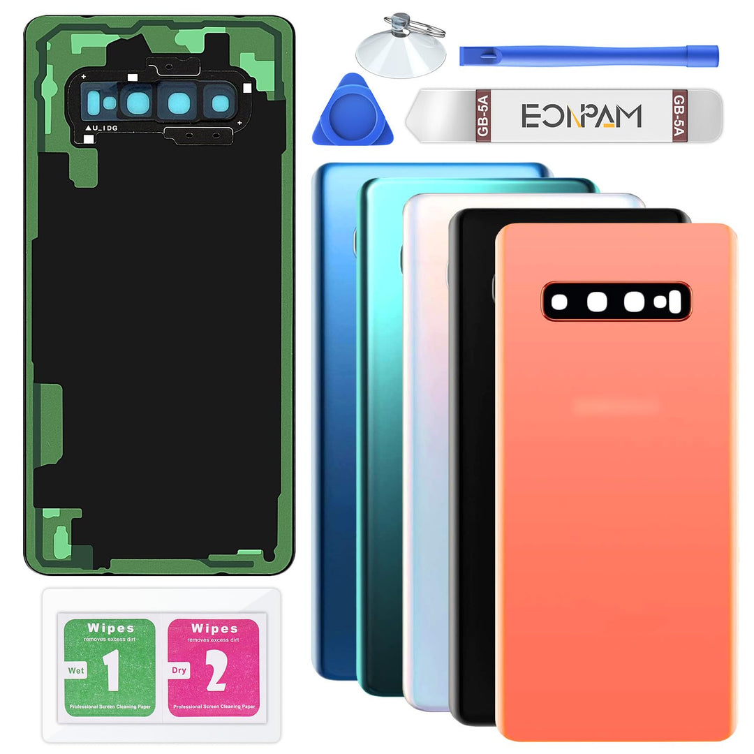 Eonpam Akkudeckel für Samsung Galaxy S10+ Plus G975 Rückseite Glas Backcover Ersatz Reparatur Set mi