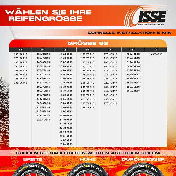 Isse ISSEC50062 Schneekette Textil Auto Super, GröÃŸe 62 T62 SUPER T62, SUPER T62