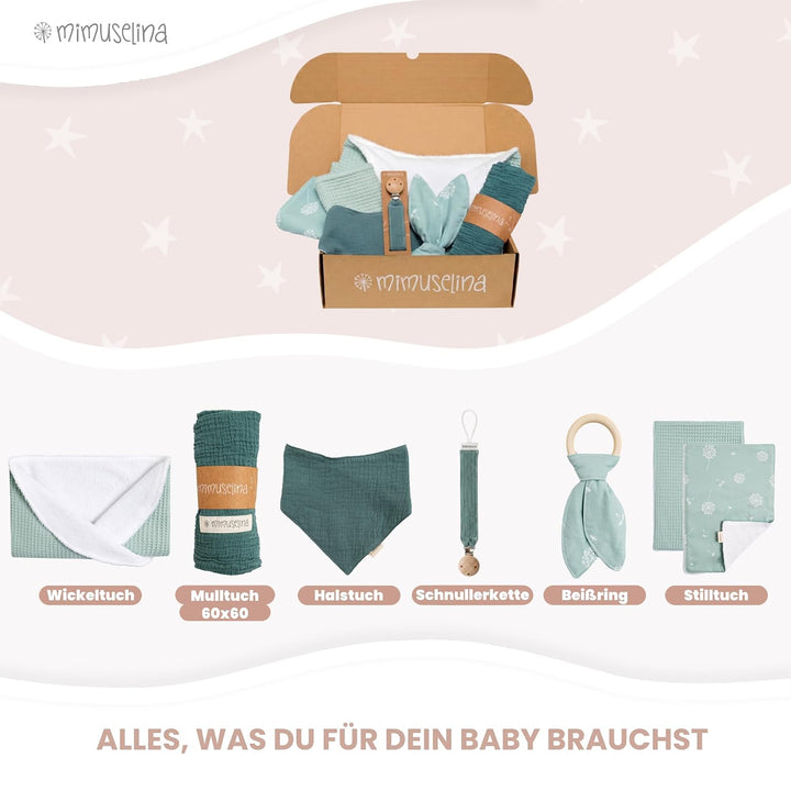 MIMUSELINA Pack Neugeborenen Geschenk | Baby Geschenk Mädchen oder Junge | Babygeschenke zur Geburt