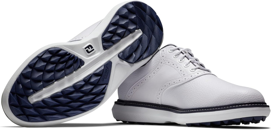 Footjoy Herren Fj Traditions Spikeless Golfschuh 39.5 EU Weit Weiss Weiss Marineblau, 39.5 EU Weit W