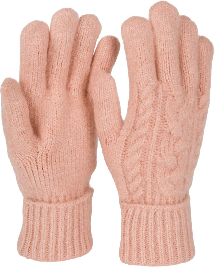 styleBREAKER Damen Strickhandschuhe mit Zopfstrickmuster, warme Winter Fingerhandschuhe, vielseitige