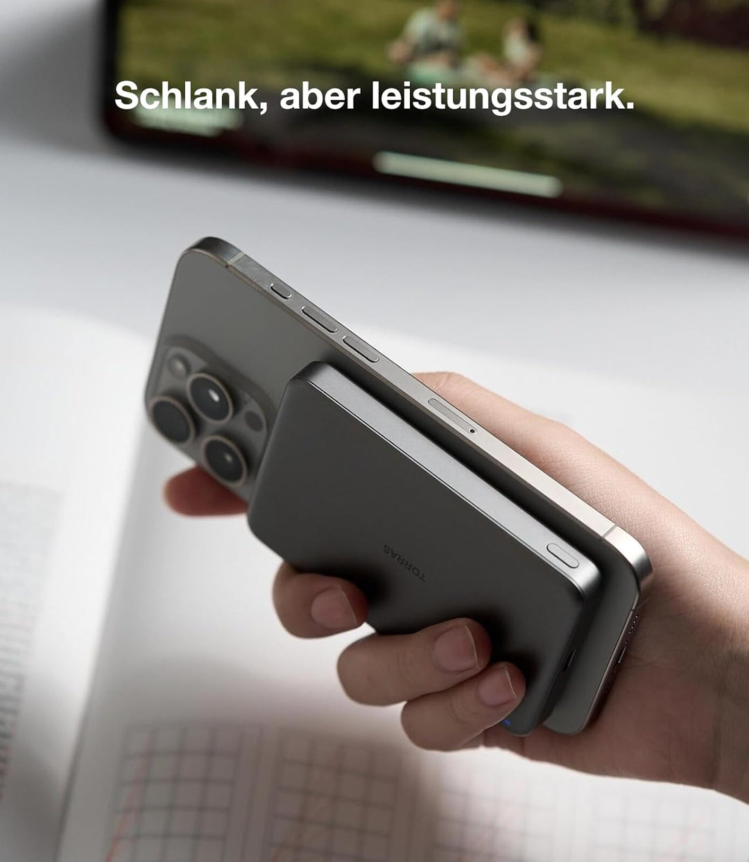 TORRAS MiniMag für MagSafe Powerbank 10000mAh, Wireless Power Bank Schnelles Laden, handlich Magneti