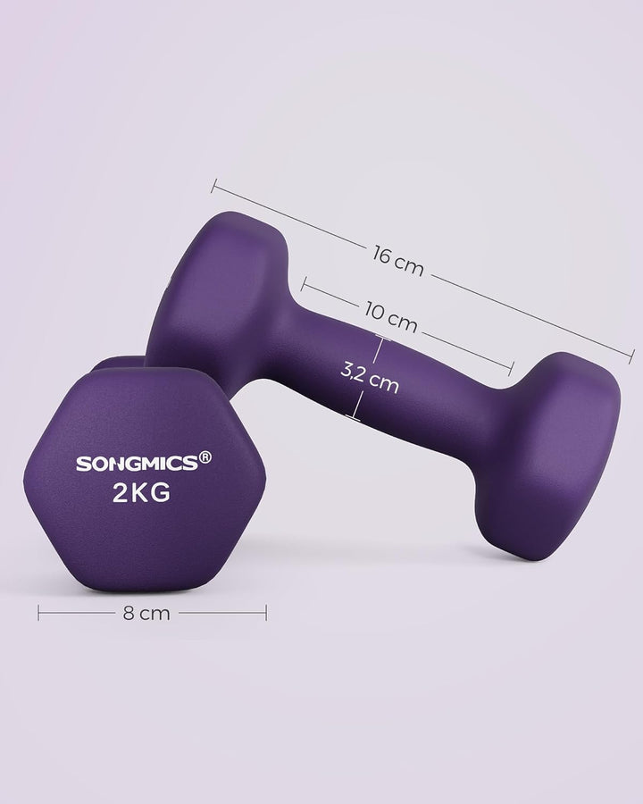SONGMICS Hanteln, 2er Set,Hantelset, Kurzhanteln, Hexagon, Neopren-Beschichtung, Krafttraining, Work