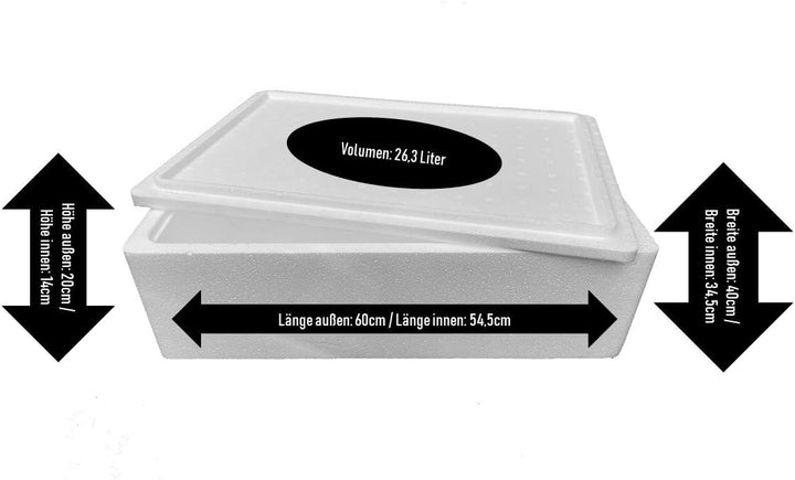 Thermobox, Styroporbox / Eisbox für Essen, Getränke & temperaturempfindliche Ware, Isolierbox aus St