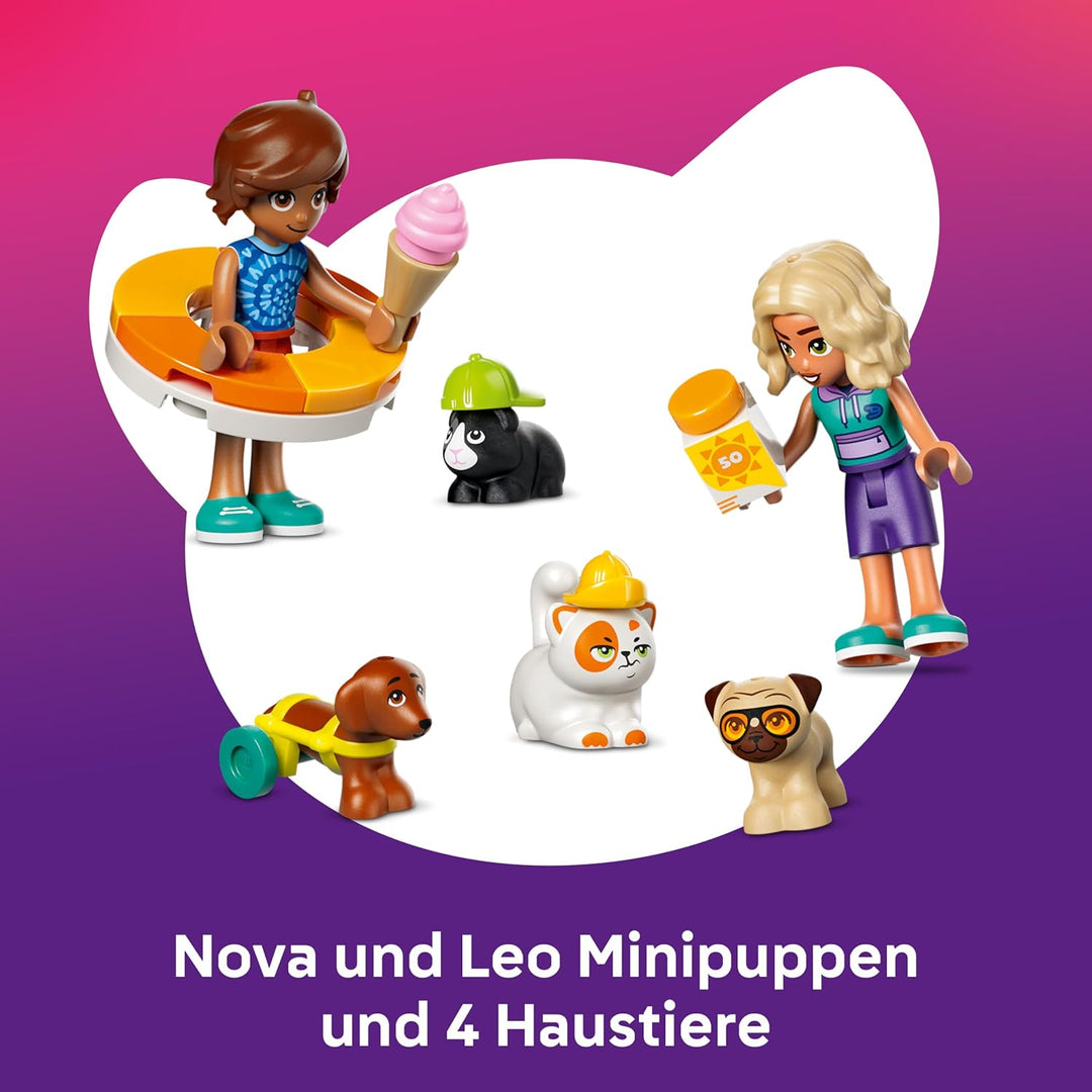LEGO Friends Lustiger Tag im Wasserpark - Miniatur Spielset mit Rutsche, 2 Minifiguren, 4 Tierfigure