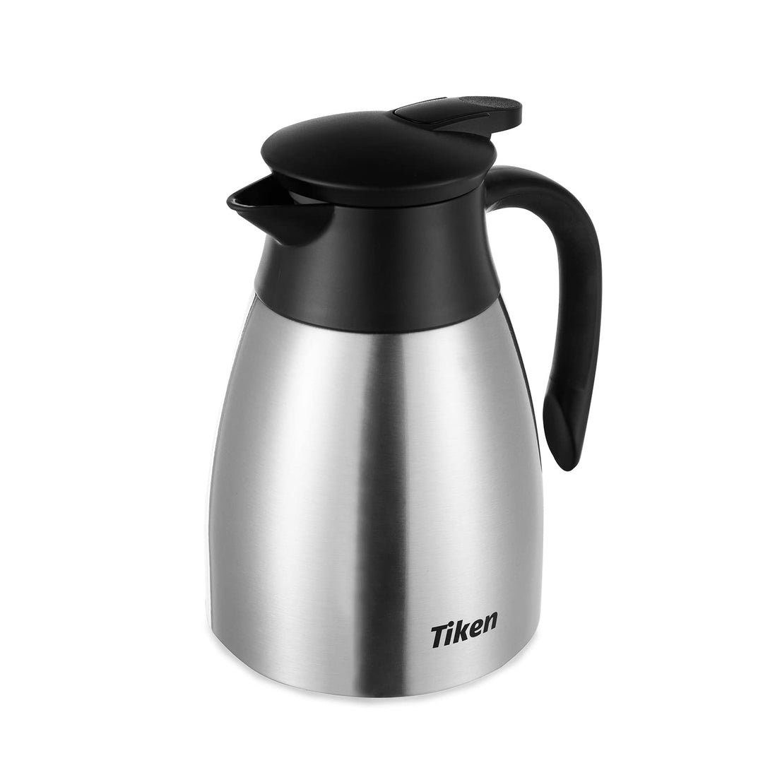 Tiken 1L Thermoskanne Edelstahl Doppelwandige Vakuumisolierung Isolierkanne Kaffeekanne Silber 1005