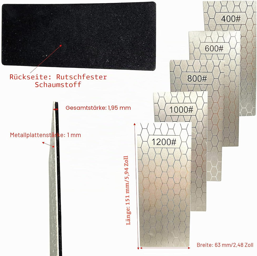 Yuejizhe 5Pcs Diamant Schärfsteine,400/600/800/1000/1200 Messerschärfer Professional,Diamant-Schärfs