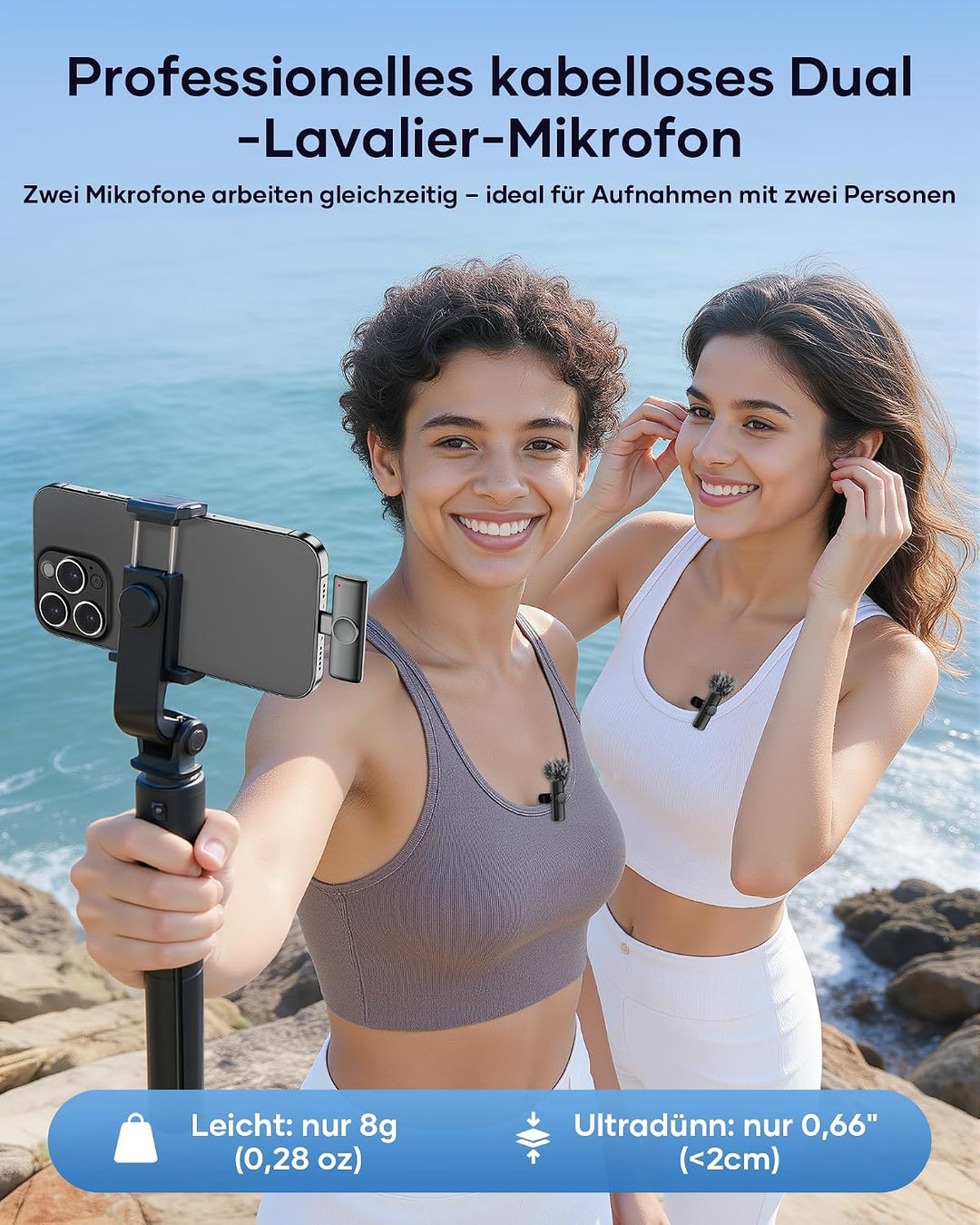 CZOCPOS 2er Set Mini Mikrofone für iPhone, Mikrofon für Handy, iPad &amp; Android, Lavalier Mikrofon mit