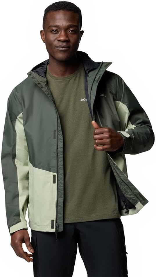 Columbia Herren Pouring Adventure 3 Jacket Wasserdichte Regenjacke (1er Pack) S Greenscape/Safari, S