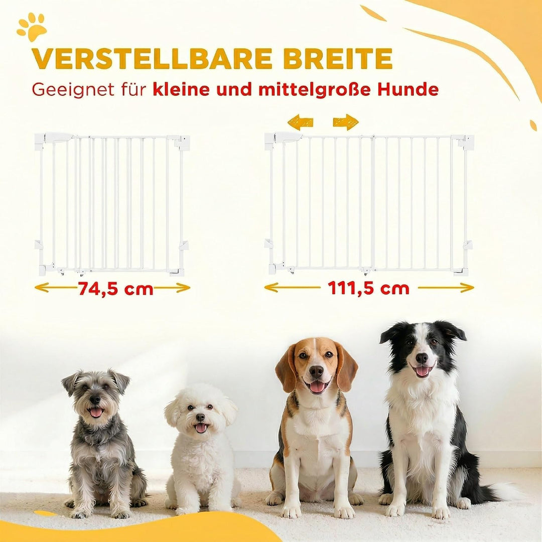 PawHut Treppenschutzgitter Türschutzgitter 74,5-111,5cm Kinderschutzgitter mit Auto-Close, Beidseiti