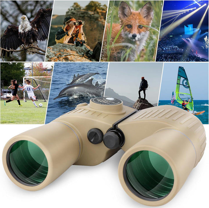 10x50 Marine Fernglas,Fernglas mit Nachtsicht Entfernungsmesser und Kompass, für Wassersport-Enthusi