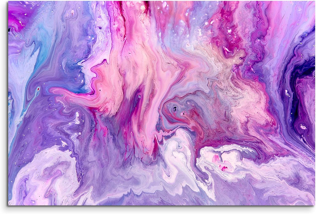 Paul Sinus Art Fotoleinwand 90x60cm Abstraktes Violettes Acrylgemälde auf Leinwand Exklusives Wandbi