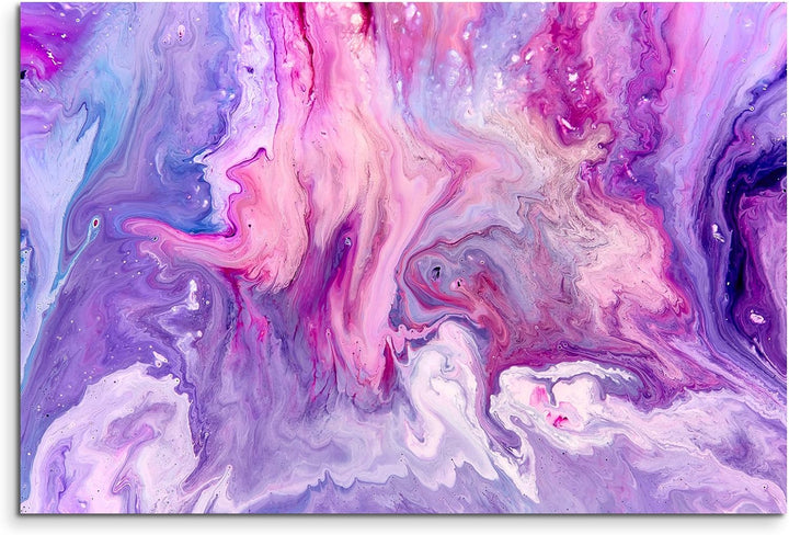Paul Sinus Art Fotoleinwand 90x60cm Abstraktes Violettes Acrylgemälde auf Leinwand Exklusives Wandbi