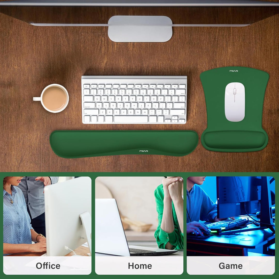 MOSISO Handgelenkauflagen für Mauspad&amp;Tastatur Set,Ergonomisches Mauspad Rutschfester Boden Zuhause/