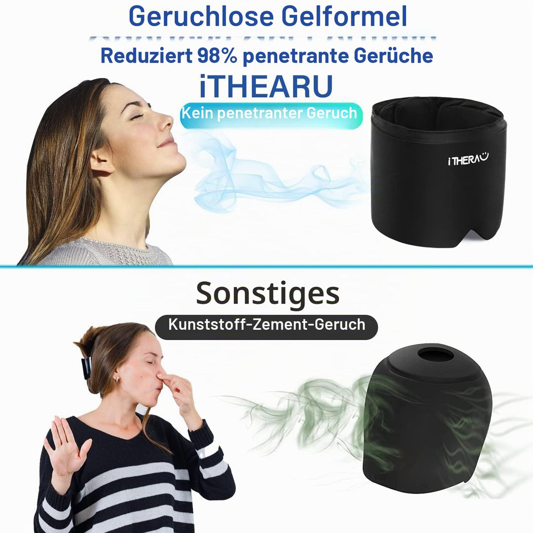 iTHERAU Migräne Maske - Migräne mütze Kopfschmerzen & Migräne Relief Hut Kühlmütze kühlpacks kühlend