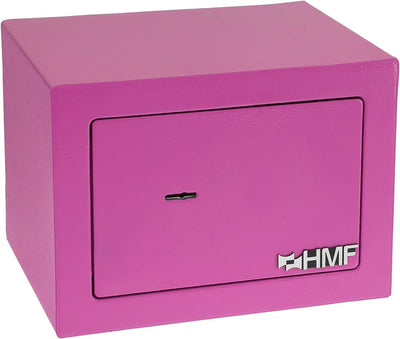 HMF 49216-15 Safe Tresor klein mit Schlüssel, Möbeltresor | 23 x 17 x 17 cm | Pink, Pink