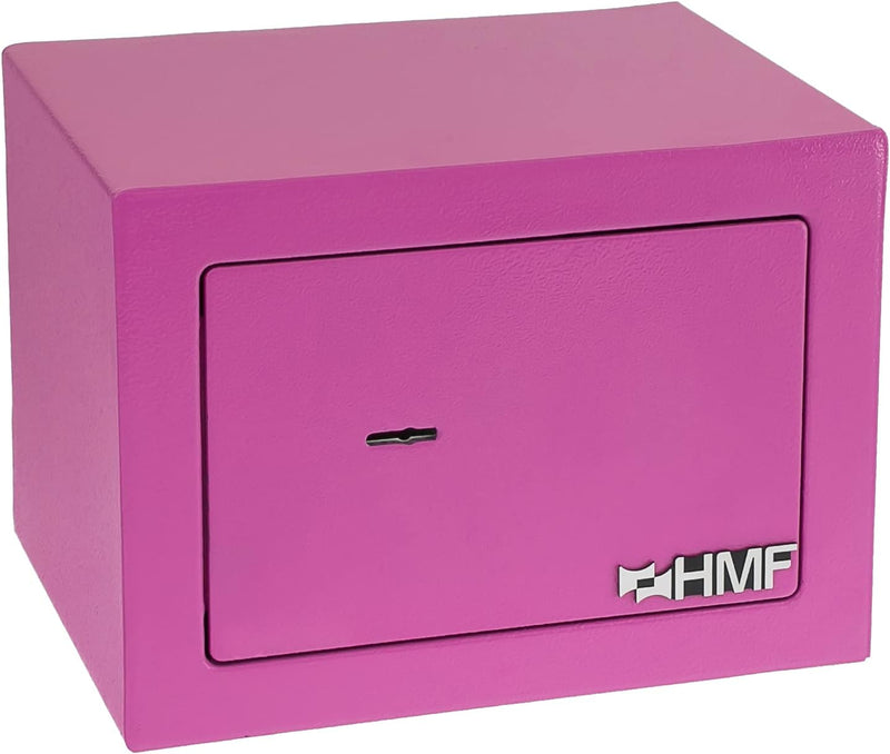 HMF 49216-15 Safe Tresor klein mit Schlüssel, Möbeltresor | 23 x 17 x 17 cm | Pink, Pink