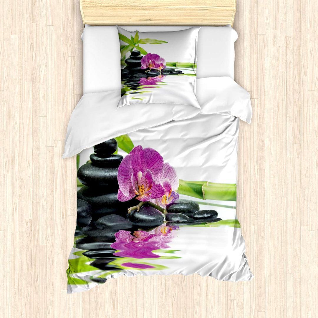 ABAKUHAUS Spa Bettbezug Set, Purple Orchid Bambusse, Milbensicher Allergiker geeignet mit Kissenbezü