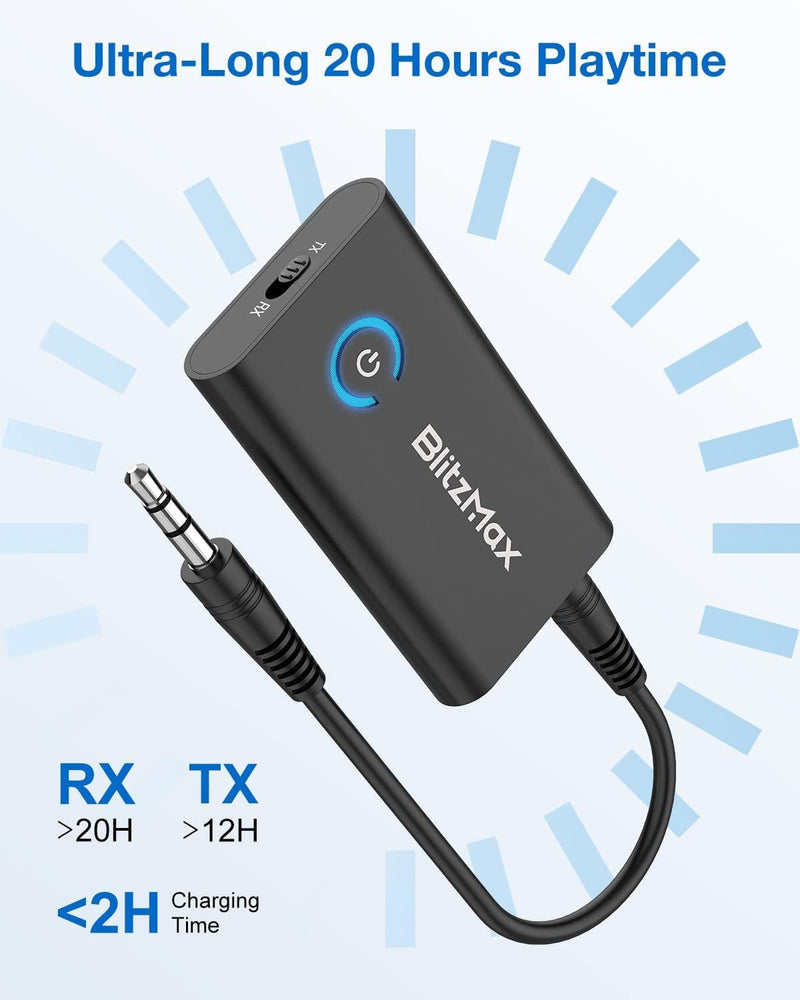 BlitzMax Bluetooth Adapter Transmitter, Bluetooth 5.2 Receiver 2 in 1 Mini kabelloses Sender/Empfäng