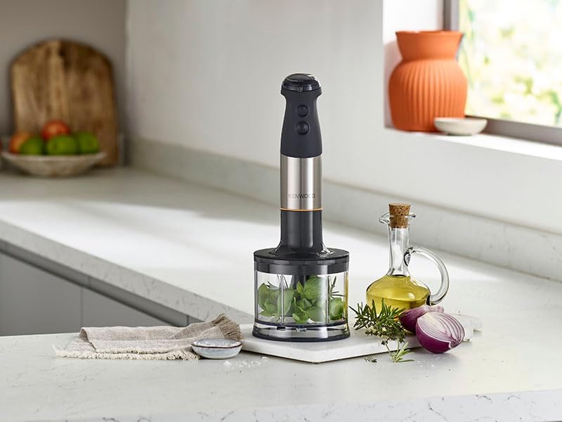 Kenwood Triblade XL HBM60.307GY Stabmixer inkl. Schneebesen, Messbecher, Kartoffelstampfer & Zerklei