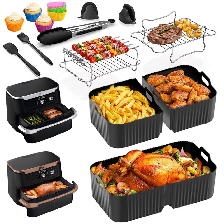 Heissluftfritteuse Zubehör für Ninja Foodi Flexdrawer AF500EU 10,4L - 22 Stück Ninja Airfryer Siliko