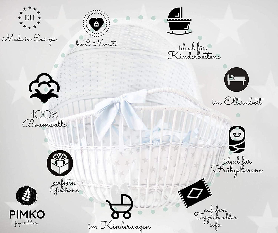 PIMKO Babynest mit rüschen Babynestchen für Baby Kuschelnest Babykokon für Säuglinge und Neugeborene
