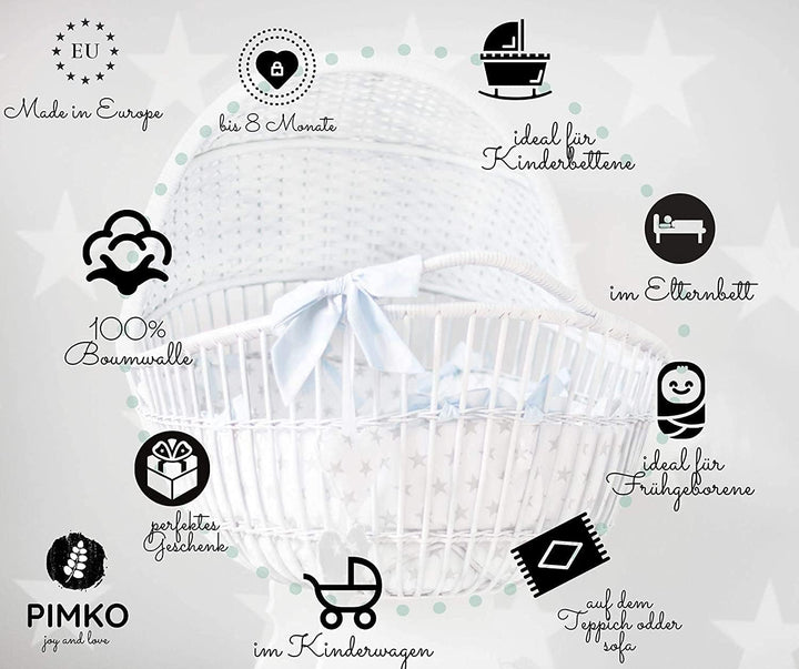 PIMKO Babynest mit rüschen Babynestchen für Baby Kuschelnest Babykokon für Säuglinge und Neugeborene