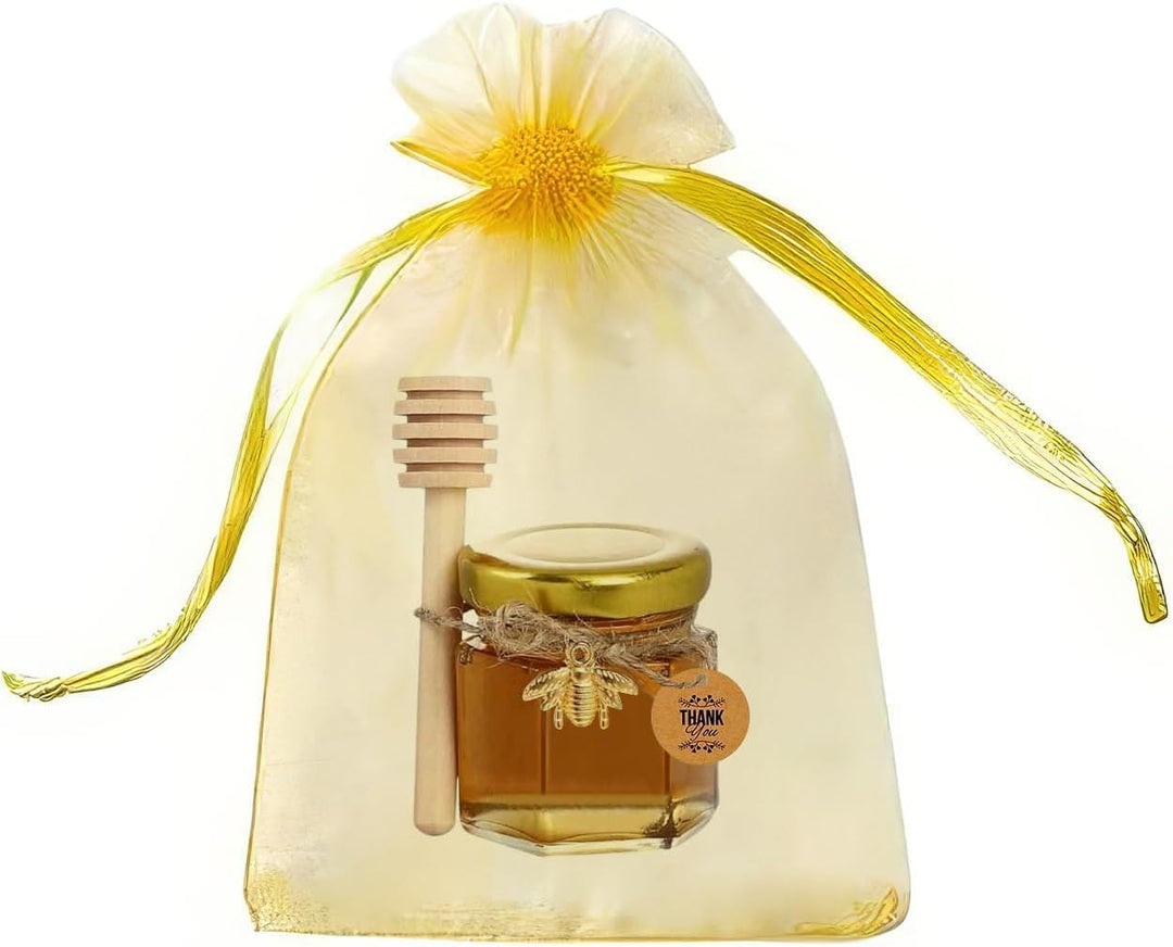 40 Pack Honiggläser, 45ml Mini Glas Honig Marmeladengläser klein mit Honiglöffel, Biene Anhänger, Ju
