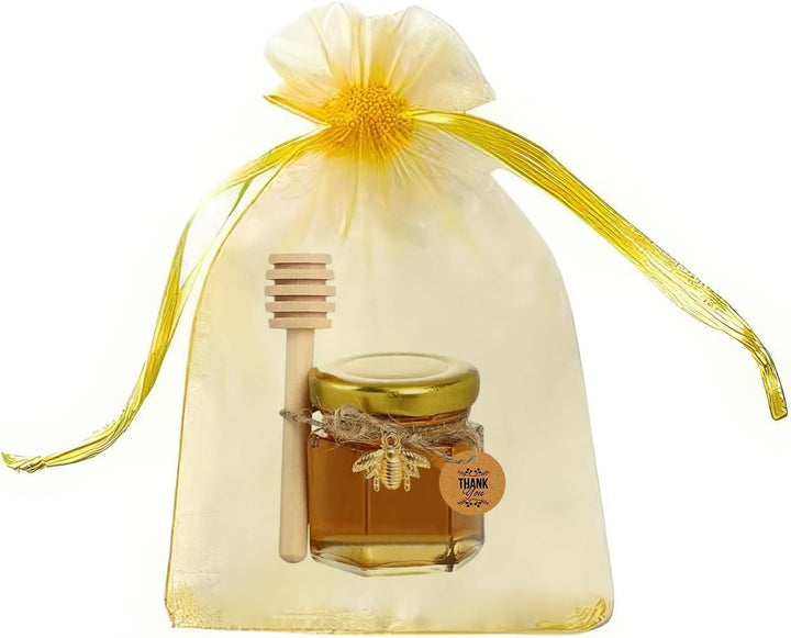 40 Pack Honiggläser, 45ml Mini Glas Honig Marmeladengläser klein mit Honiglöffel, Biene Anhänger, Ju