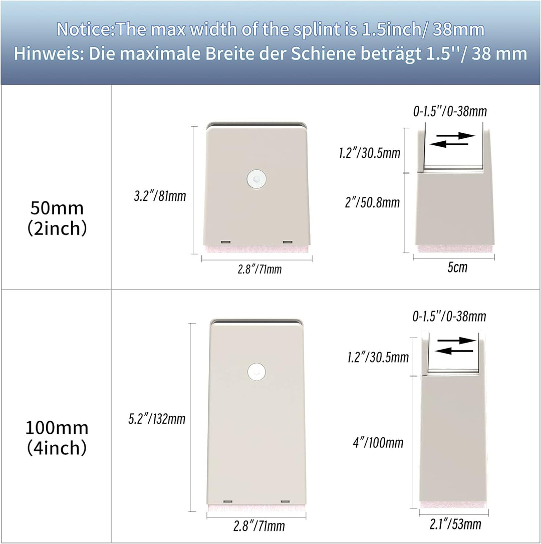 RCHYFEED Verstellbare Betterhöhung Möbelerhöhung 10cm mit Schraubklemme, Gray Betterhöher 4 Zoll Sch