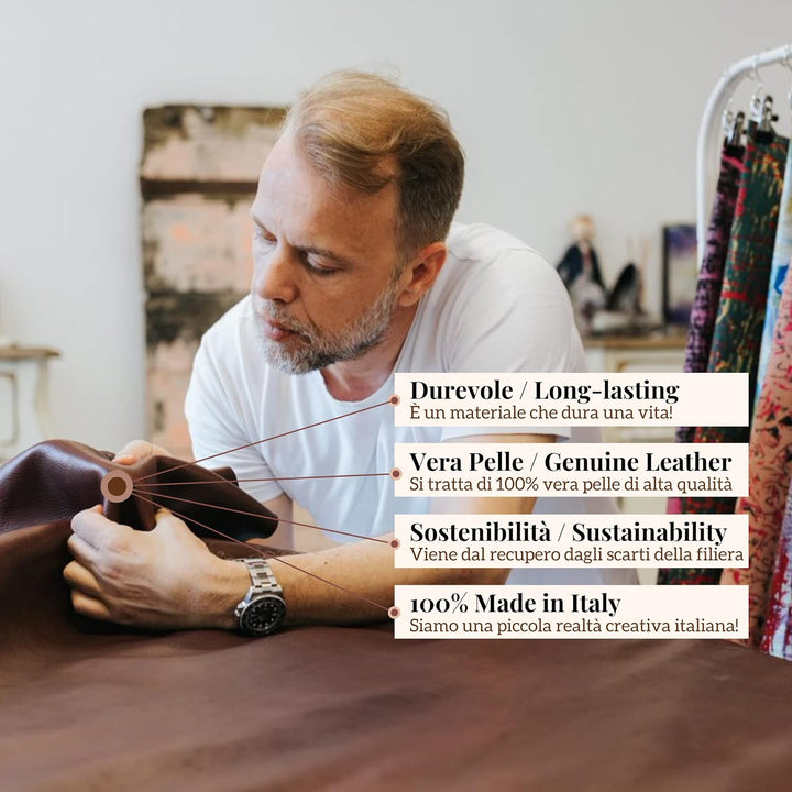 LA GARZARARA Craquele-Leder, Crack-Effekt, laminiert und nicht, Leder aus Stücken, verschiedene Farb