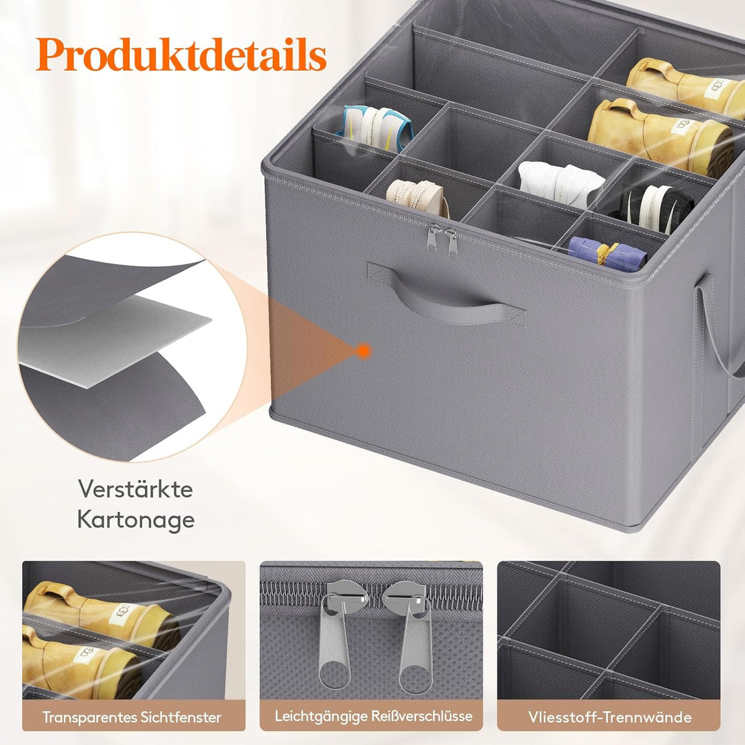 Lifewit Schuhorganizer für 16 Paar, Grosser Schuhschran für Closet mit Unterteilungen und Deckel, Pl