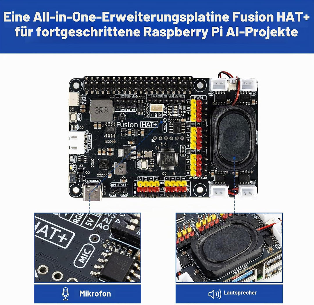 SUNFOUNDER AI Fusion Lab Kit für Raspberry Pi 5/4/3B+/Zero 2w, Multi-LLMs ChatGPT/Gemini/Grok, OpenC