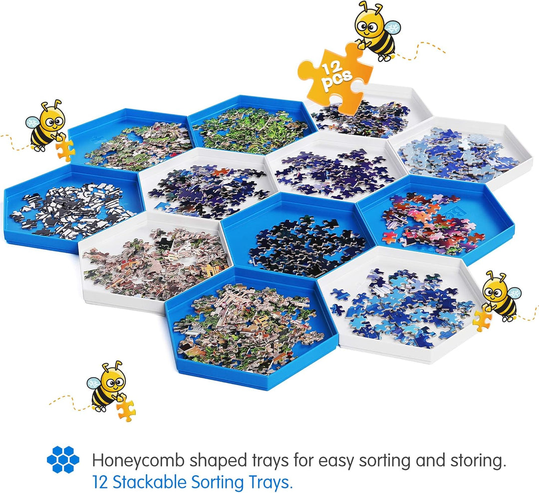 Becko stapelbare Puzzle Sortiertabletts/Sortierschalen/Puzzle sortierer mit Deckel, Puzzle Zubehör f