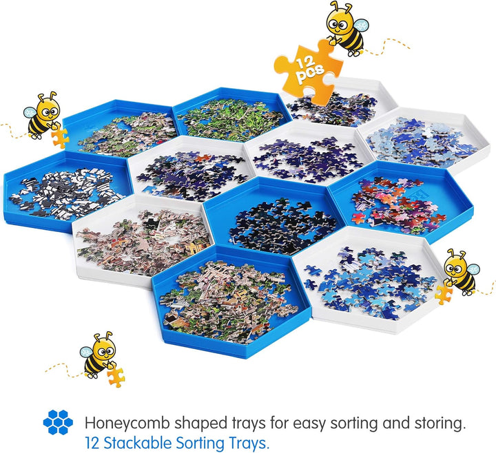 Becko stapelbare Puzzle Sortiertabletts/Sortierschalen/Puzzle sortierer mit Deckel, Puzzle Zubehör f